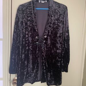 VTG Black Velvet Open Front Cardigan Sz Lg.